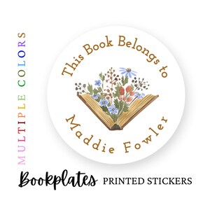 Floral Book Bookplate, Teacher Book Labels, Teacher Book Stickers, This Book Belongs to Sticker, Stickers for Book, Personalized Teacher