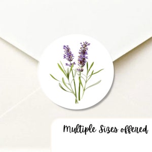 K84, Vintage Lavender Envelope Seal Stickers, Botanical Envelope Seal, Floral Sticker Labels for Favor, Lavender Invitation Envelope Seal