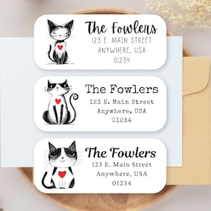 60 Cat Address Labels, Black Cat Return Address Label, Address Label Cat, Cat Mailing Labels, Cat Address Labels, Cat Address Stickers