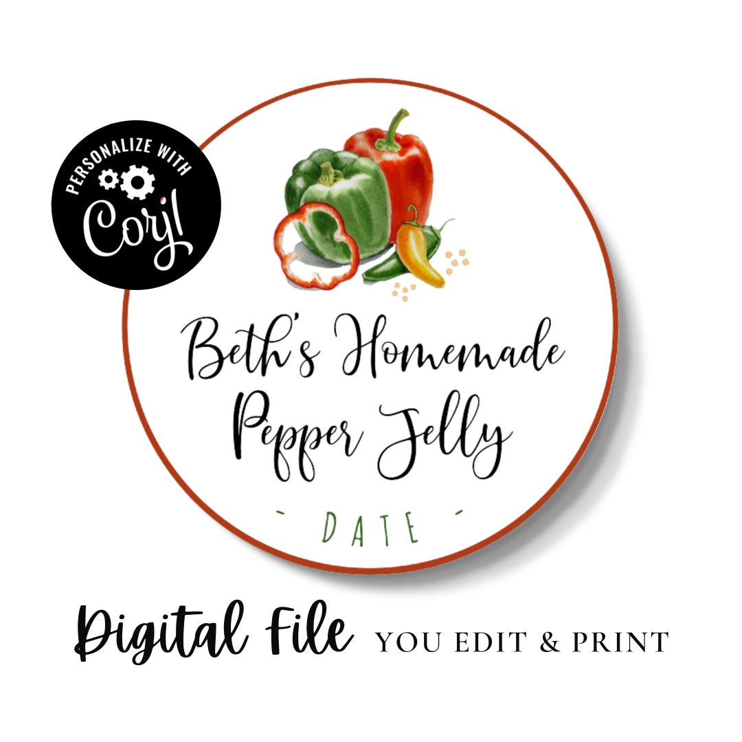 A78 Instant Editable PDF Pepper Jelly Labels Canning Jar Etsy