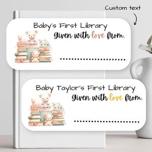 60 Book Theme Baby Shower, Book Library Gift, Bookplate Label, Baby Shower Book Theme, Labels for books, Baby&#39;s First Library Sticker, T06