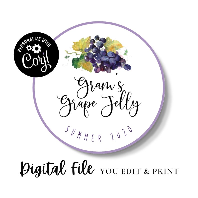 Instant Editable PDF Grape Jelly Labels Canning Jar Labels Etsy