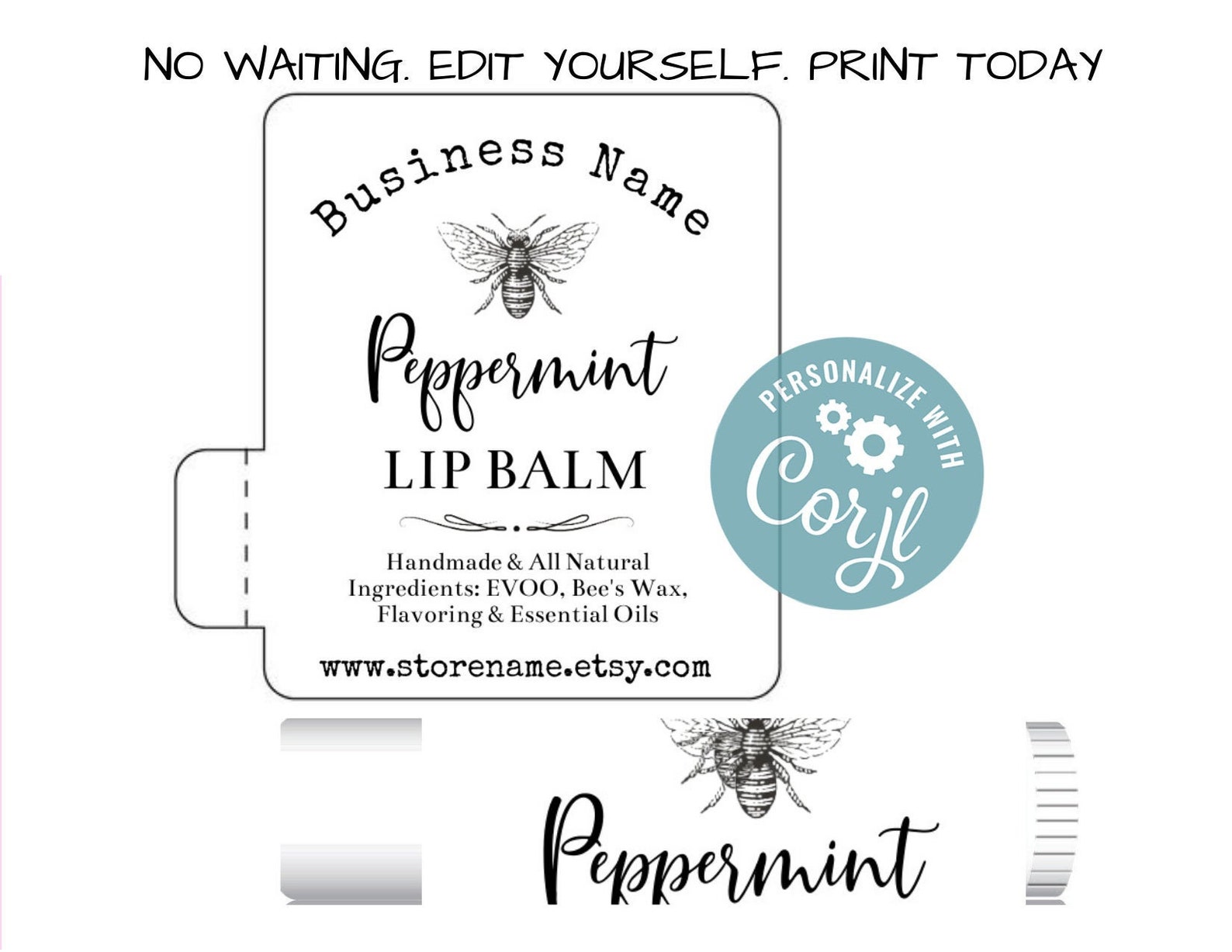 A27 PDF Instant Editable Lip Balm Labels Bee Product Etsy UK