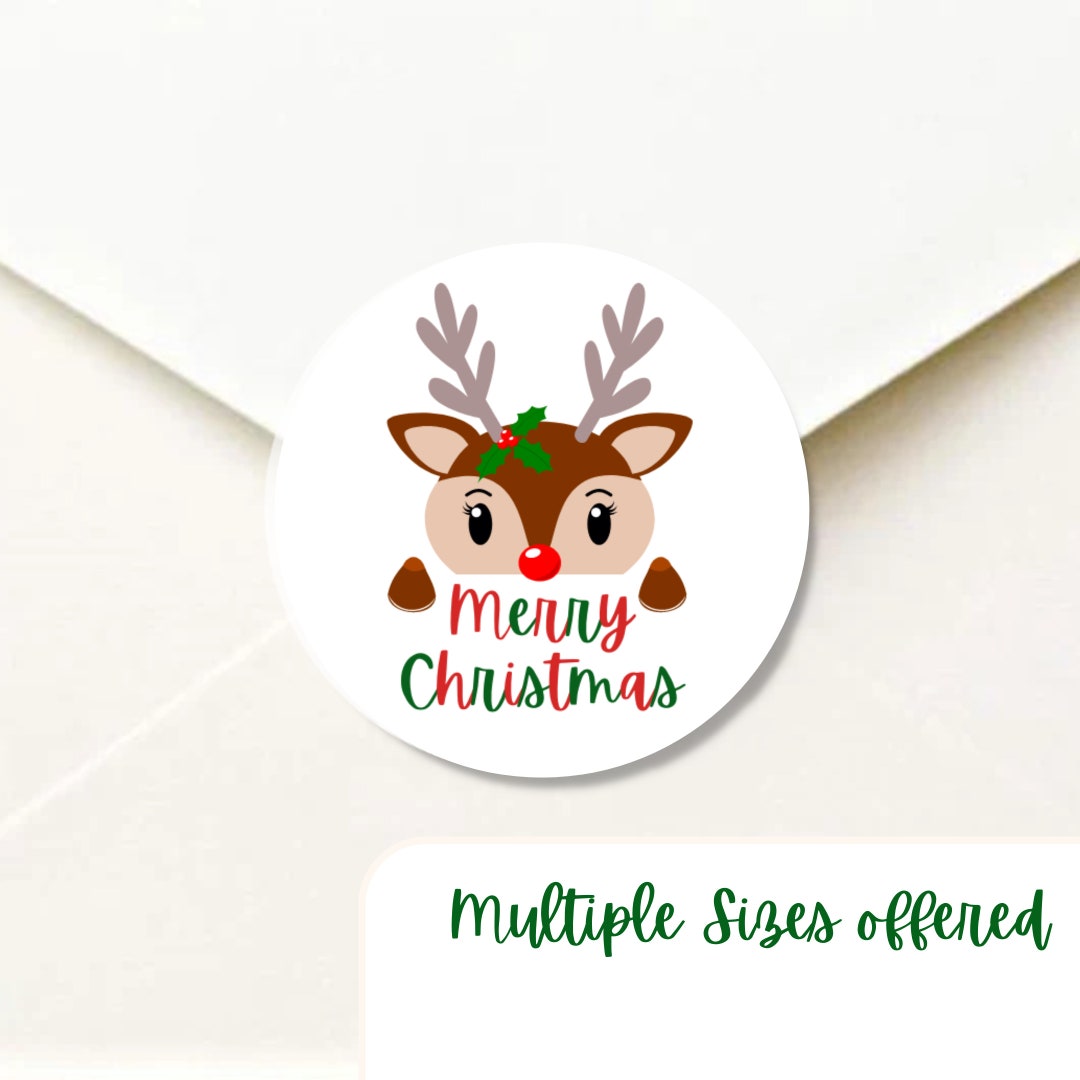 K32, Christmas Envelope Seal, Merry Christmas Reindeer Envelope Seals