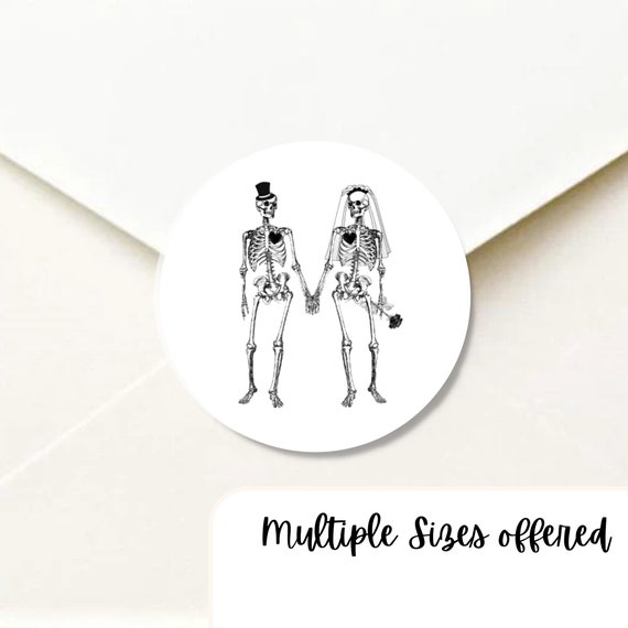 K60, Skeleton Couple Envelope Seal, Halloween Wedding Envelope