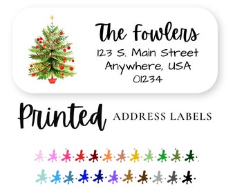 60 Vintage Christmas Tree Address Labels, Christmas Return Address Stickers, Christmas Tree mailing Labels, Christmas Mailing Labels