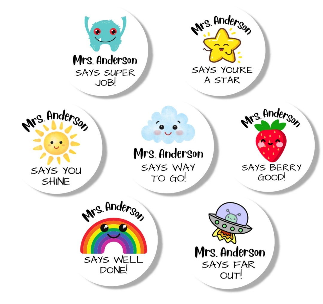 T01, 126 Teacher Stickers, Personalized Good Job Sticker, Personalized  Stickers, Stickers for Student, Personalized Teacher Reward Sticker 