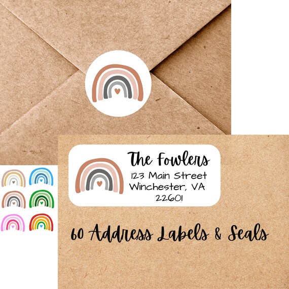 Rainbow Address Labels Boho Rainbow Envelope Seals Boho Etsy