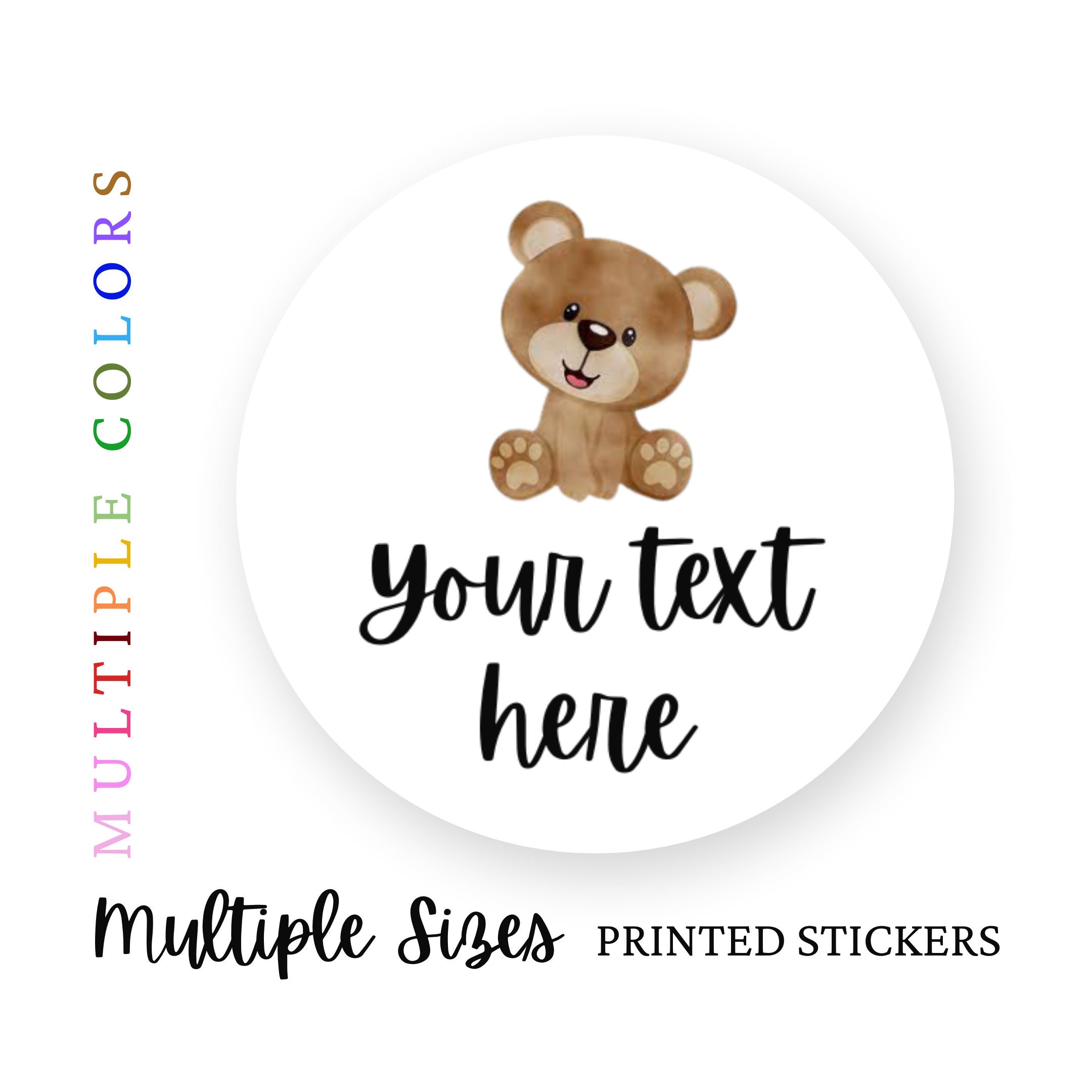 30 Teddy Bear and Balloons Stickers, Baby Shower, Labels, Envelope Seals,  Blue, 1.5, Round 