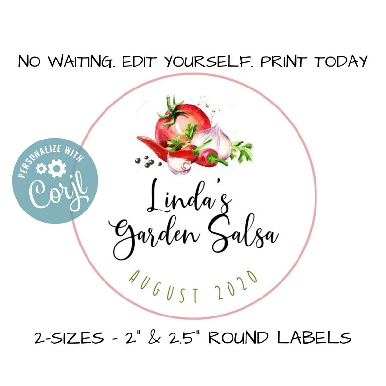 Instant Editable PDF Salsa Labels Canning Jar Labels | Etsy
