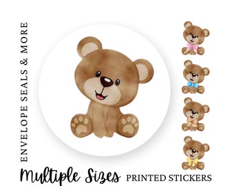 K73, Teddy Bear Envelope Seal, Baby Shower Bear Envelope Seals, Bear Stickers for Envelopes, Teddy Bear Favor Sticker, Stickers for Bags