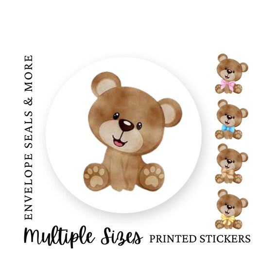 K73, Teddy Bear Envelope Seal, Baby Shower Bear Envelope Seals, Bear  Stickers for Envelopes, Teddy Bear Favor Sticker, Stickers for Bags 