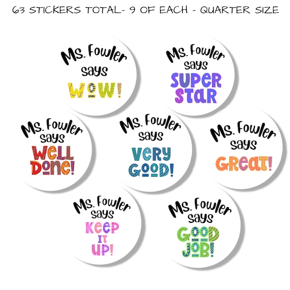 T11, 126 Personalized Teacher Stickers, Great Job Stickers, Good Job  Stickers, Praise Stickers for Student, Teacher Reward Stickers 