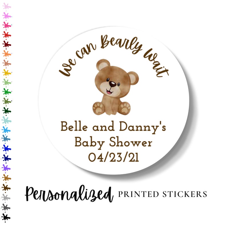 Teddy Bear Baby Shower Labels We Can Bearly Wait Baby Shower Etsy