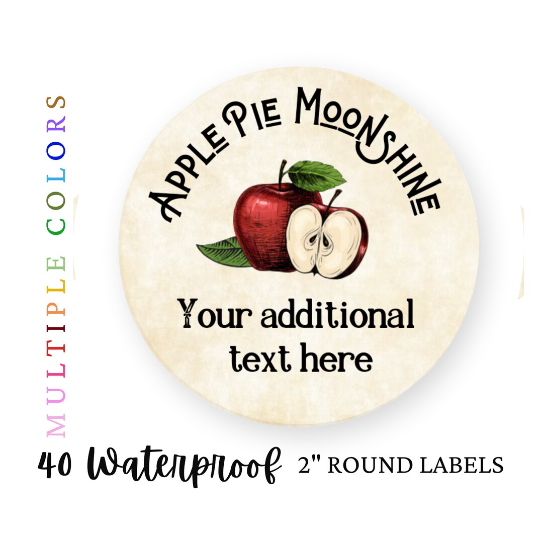 Apple Pie Moonshine Labels, Waterproof Moonshine Jar Labels, Moonshine
