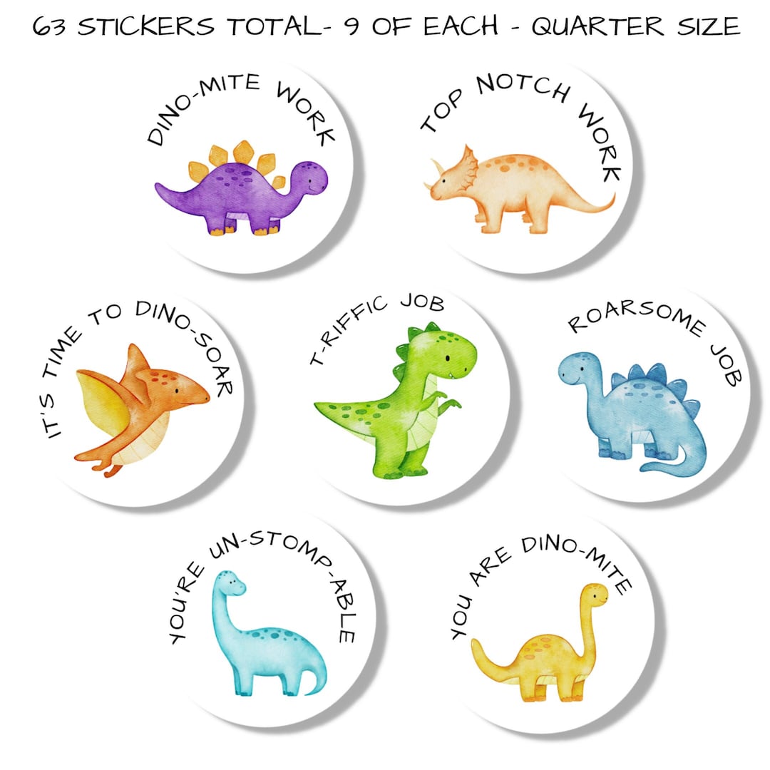 T17, 63 Teacher Stickers, Dinosaur Pun Sticker Set, Great Job Stickers, Pun  Sticker for Student, Great Work Stickers, Teacher Reward Sticker 