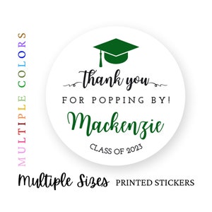 Graduation Popcorn Favor Stickers, Thank You Graduation Stickers, 2023 Graduation Favor Stickers, Popcorn Favor Stickers for Graduation