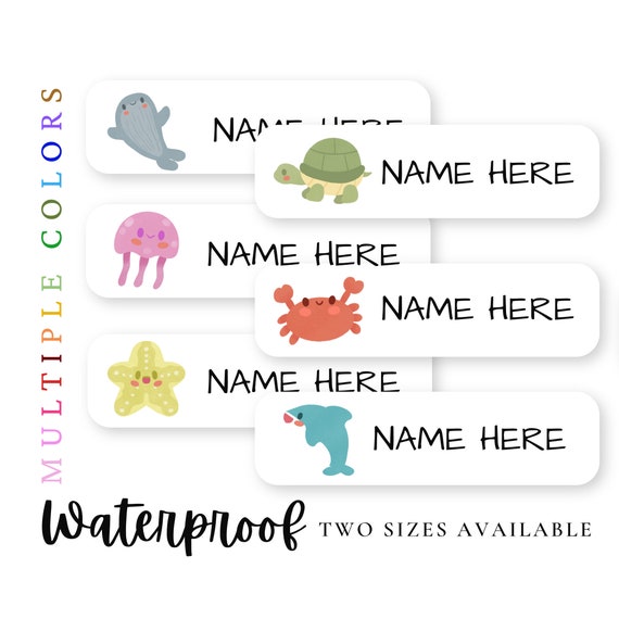 Waterproof Name Labels, Sea Animals Name Labels, Camp Label