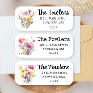 60 Wildflower Address Labels, Flower Return Address Stickers, Wildflower mailing Labels, Flower Mailing Labels, Spring Flowers Mailing Label