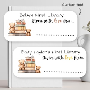 60 Book Library Gift, Book Theme Baby Shower, Bookplate Label, Baby Shower Book Theme, Labels for book, Baby&#39;s First Library Sticker T07