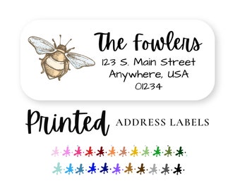 60 Honeybee Address Labels, Bee Return Address Stickers, Bumble Bee mailing Labels, Honeybee Mailing Labels