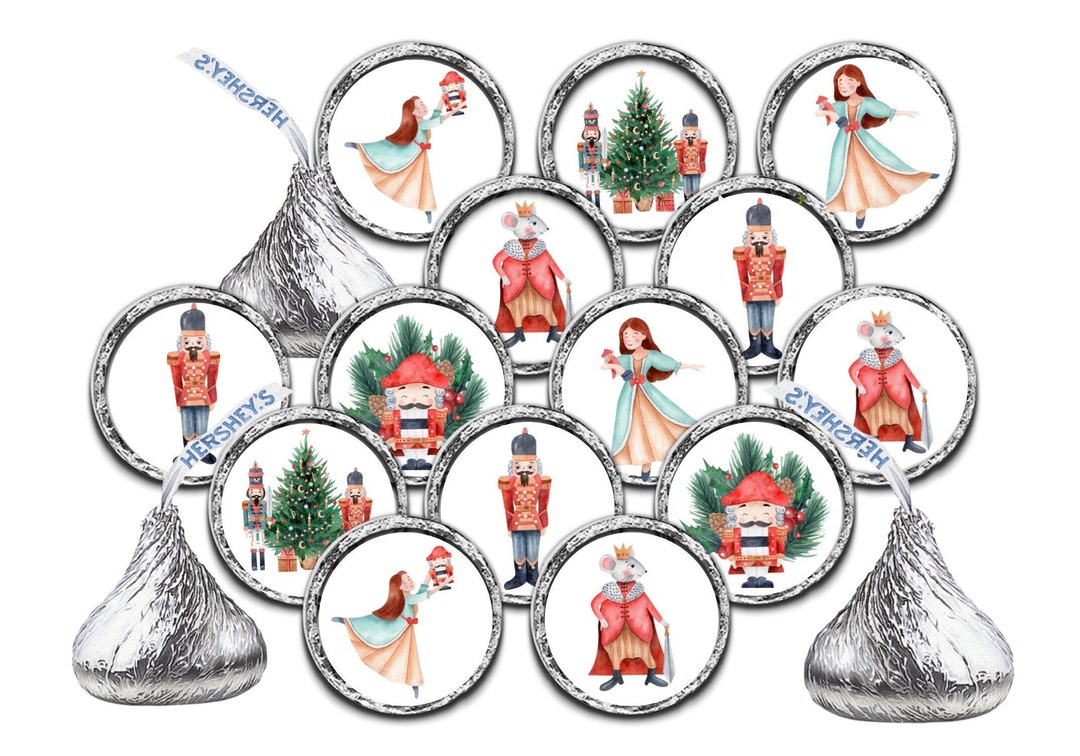 L50, 216 Nutcracker Kiss Labels, Nutcracker Stickers for Christmas
