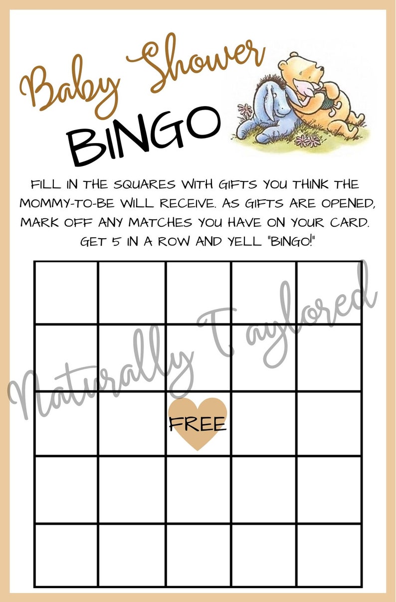 PDF Baby Shower Game Cards AA Milne Classic Bear Baby Etsy