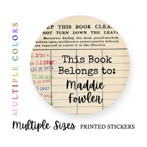 Vintage Library Card Bookplate Labels, Teacher Book Labels, Teacher Book Stickers, This Book Belongs to Sticker, Personalized Book Labels