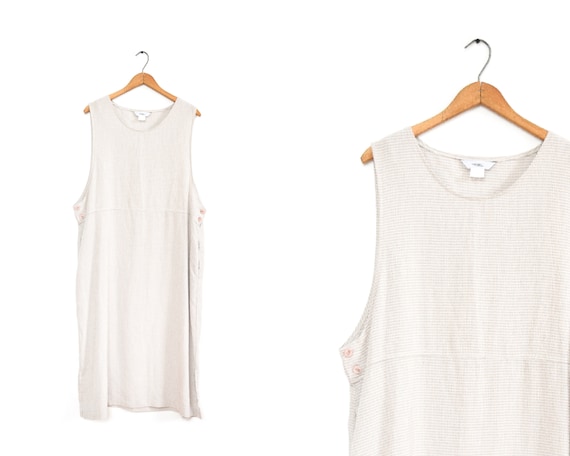 beige gingham maxi dress | l/xl