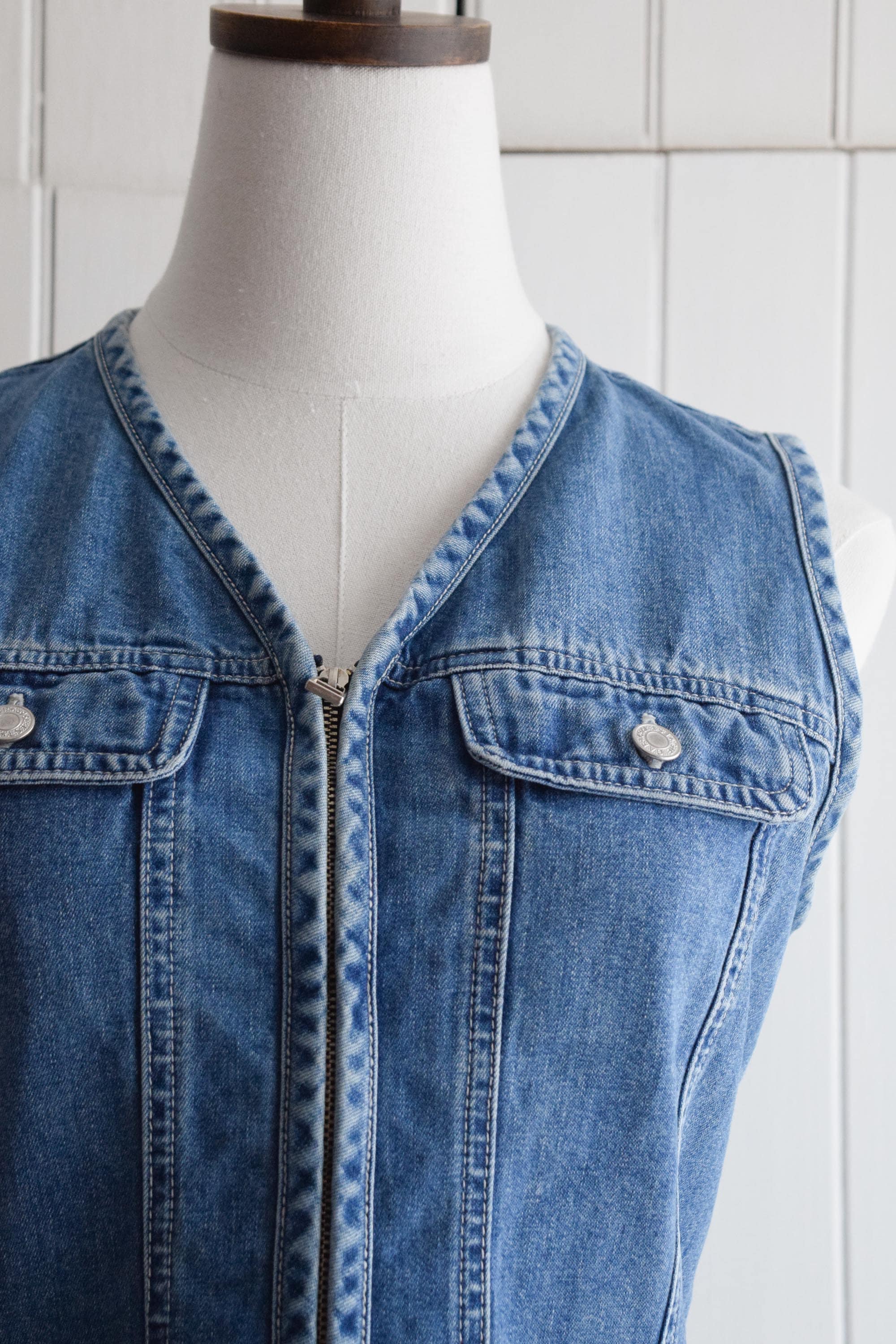 Gap Zip-up Denim Vest | S - Etsy