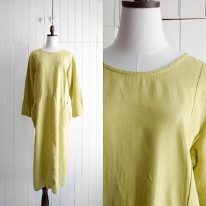 chartreuse linen maxi dress | s/m