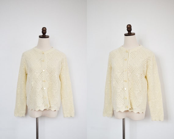 vintage cream crochet cardigan | m