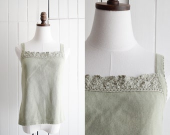 sage green knit tank top | m