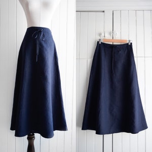 navy linen midi skirt | 26w