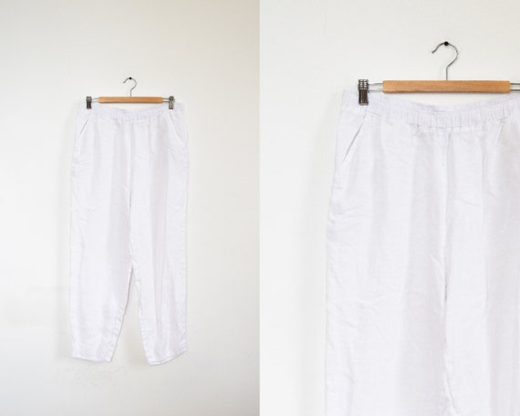 white linen easy pants | l/xl