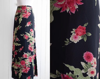 black floral maxi skirt | 30w