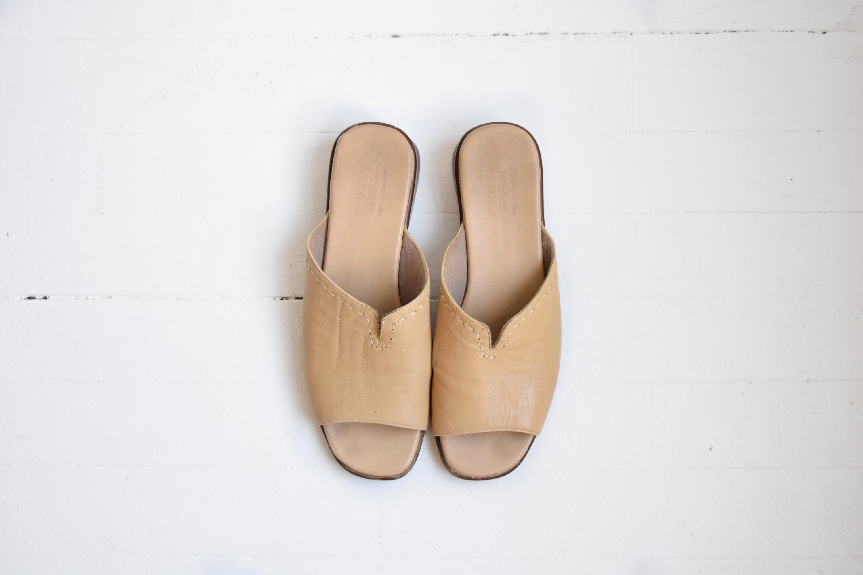 tan leather mules heels