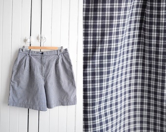 liz plaid cotton shorts | 32w