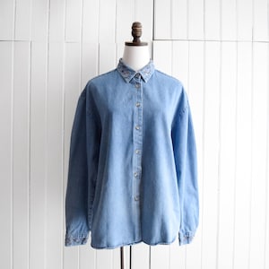 90s embroidered denim shirt | l/xl