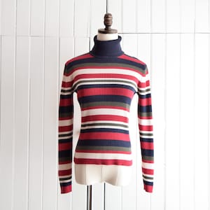 colourful striped turtleneck