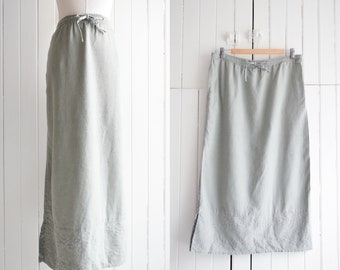 seafoam linen blend maxi skirt | l/xl