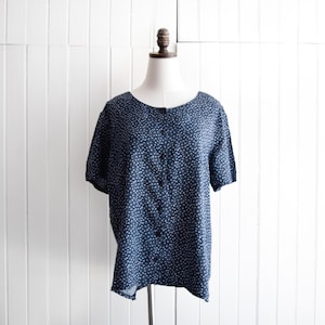 navy micro floral blouse | m/l