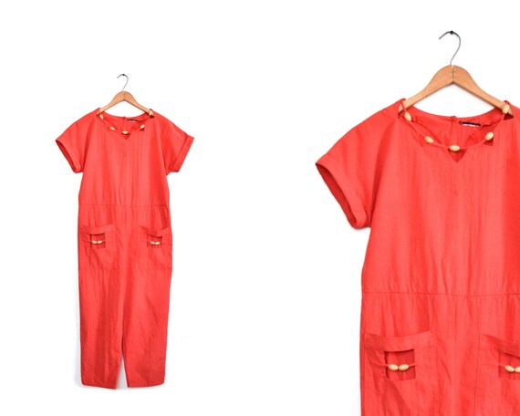 Vintage scarlet cotton jumpsuit | S