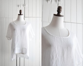 flax scoop neck linen blouse | fits many