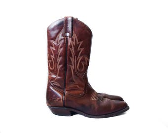 80s brown leather cowboy boots, size 6