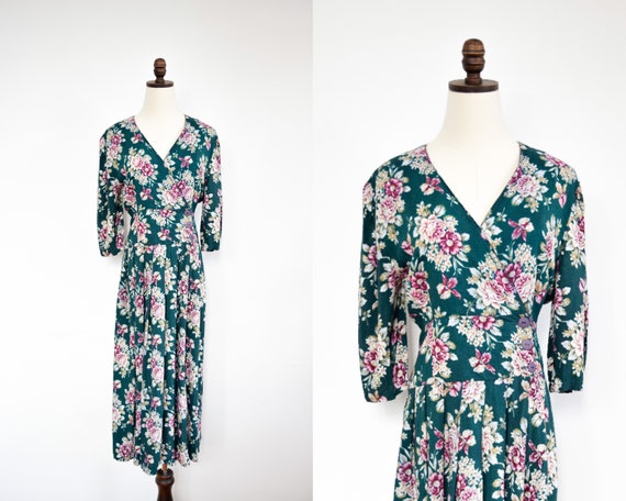 forest green floral dress | m/l