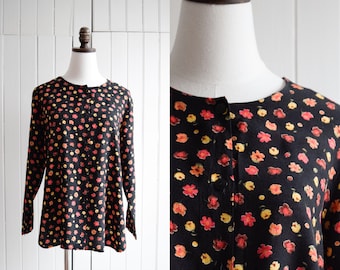 floral button front blouse | s/m