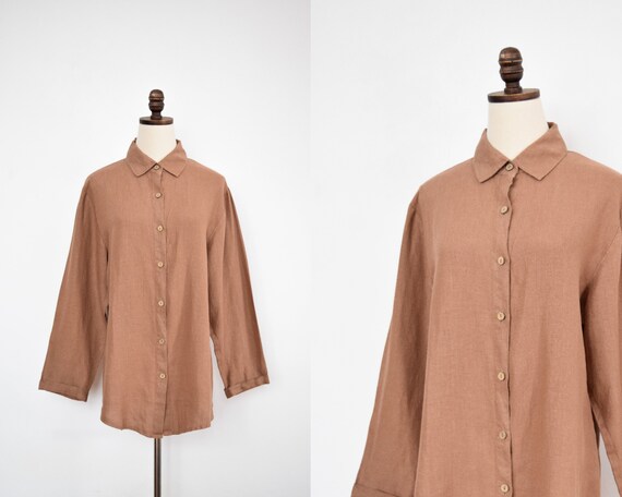 button down linen tunic | s