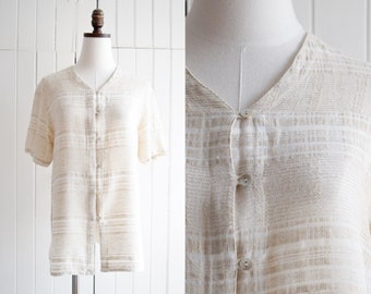 cream button front blouse | s/m