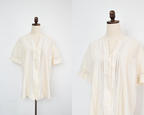 cream cotton blouse | large
